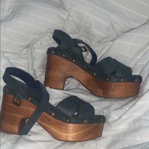 Five Worlds By Cordani Blue Strappy Wedges/Heels